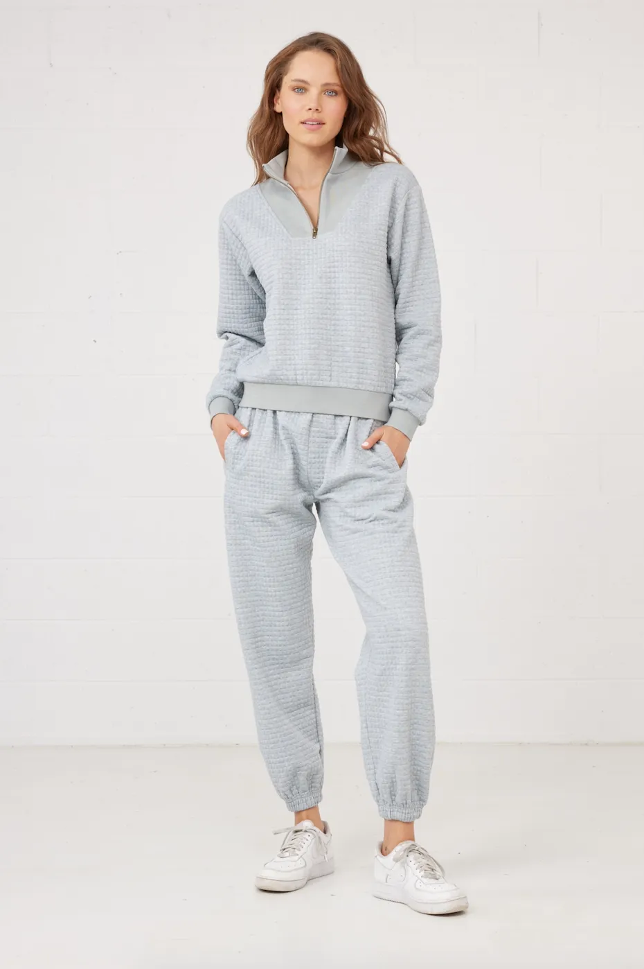 Ace Zip Sweat (Grey Marle Quilt)