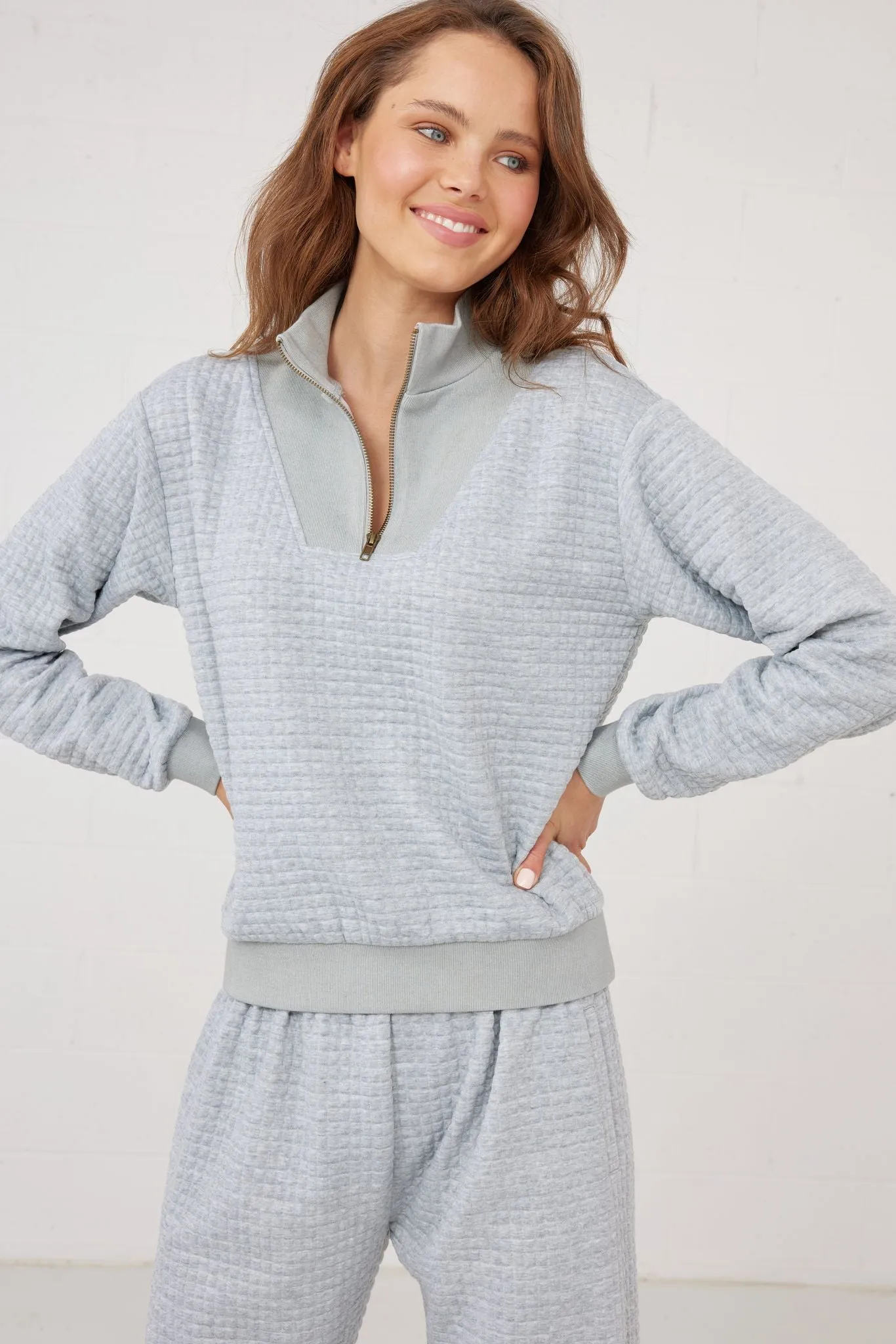 Ace Zip Sweat (Grey Marle Quilt)