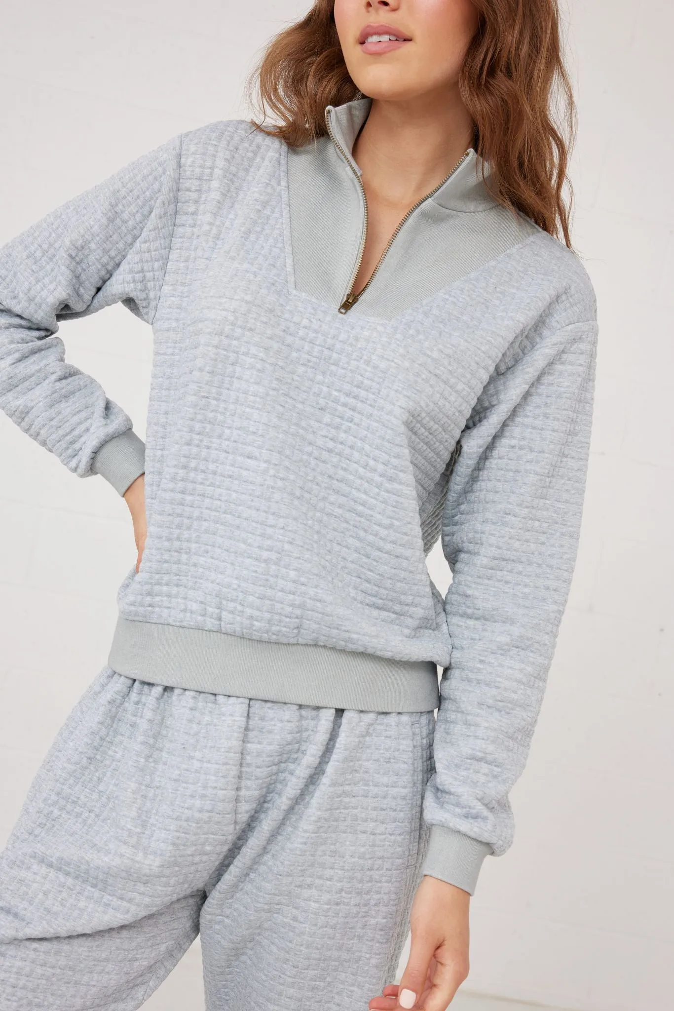 Ace Zip Sweat (Grey Marle Quilt)