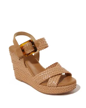 Braided Woven Wedge Dark Nude