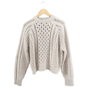 Brunello Cucinelli Beige Open Knit Cashmere Sequin Sweater - S (4/6)