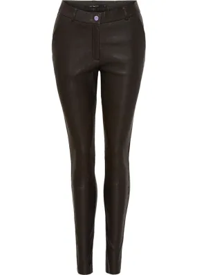 BTF CPH Stretch Pants with pockets 100028 Skindbukser - Coffee Brown with Silver