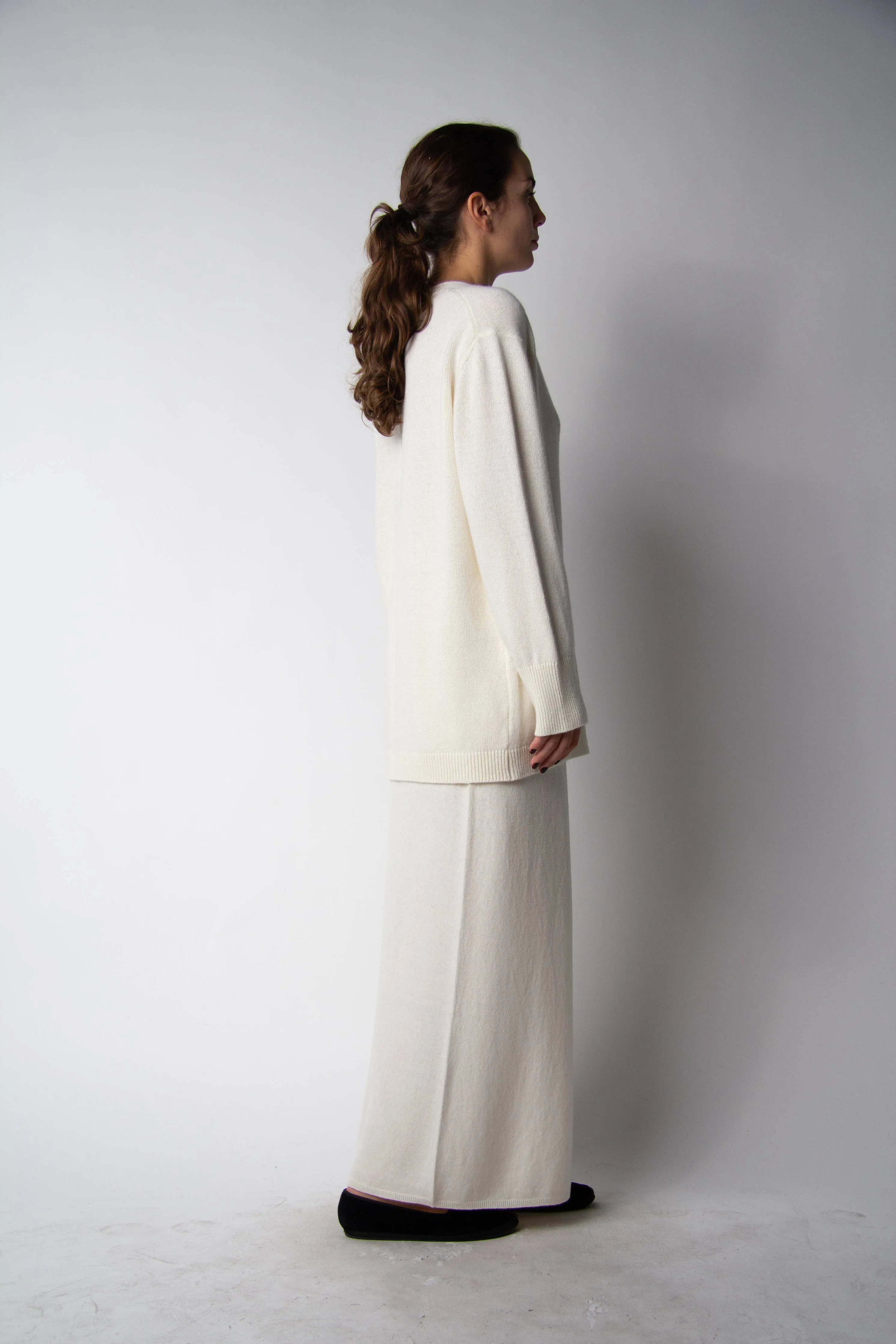 Cashmere Blend V Neck Maxi Cardigan