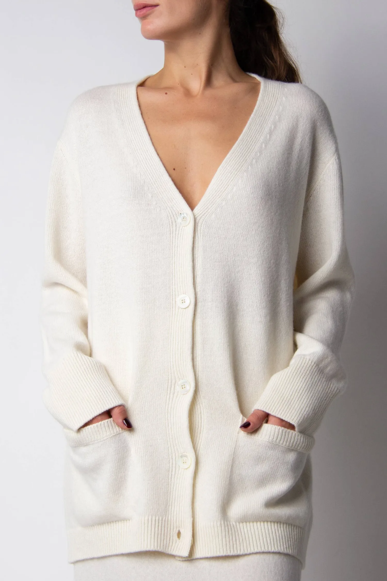 Cashmere Blend V Neck Maxi Cardigan