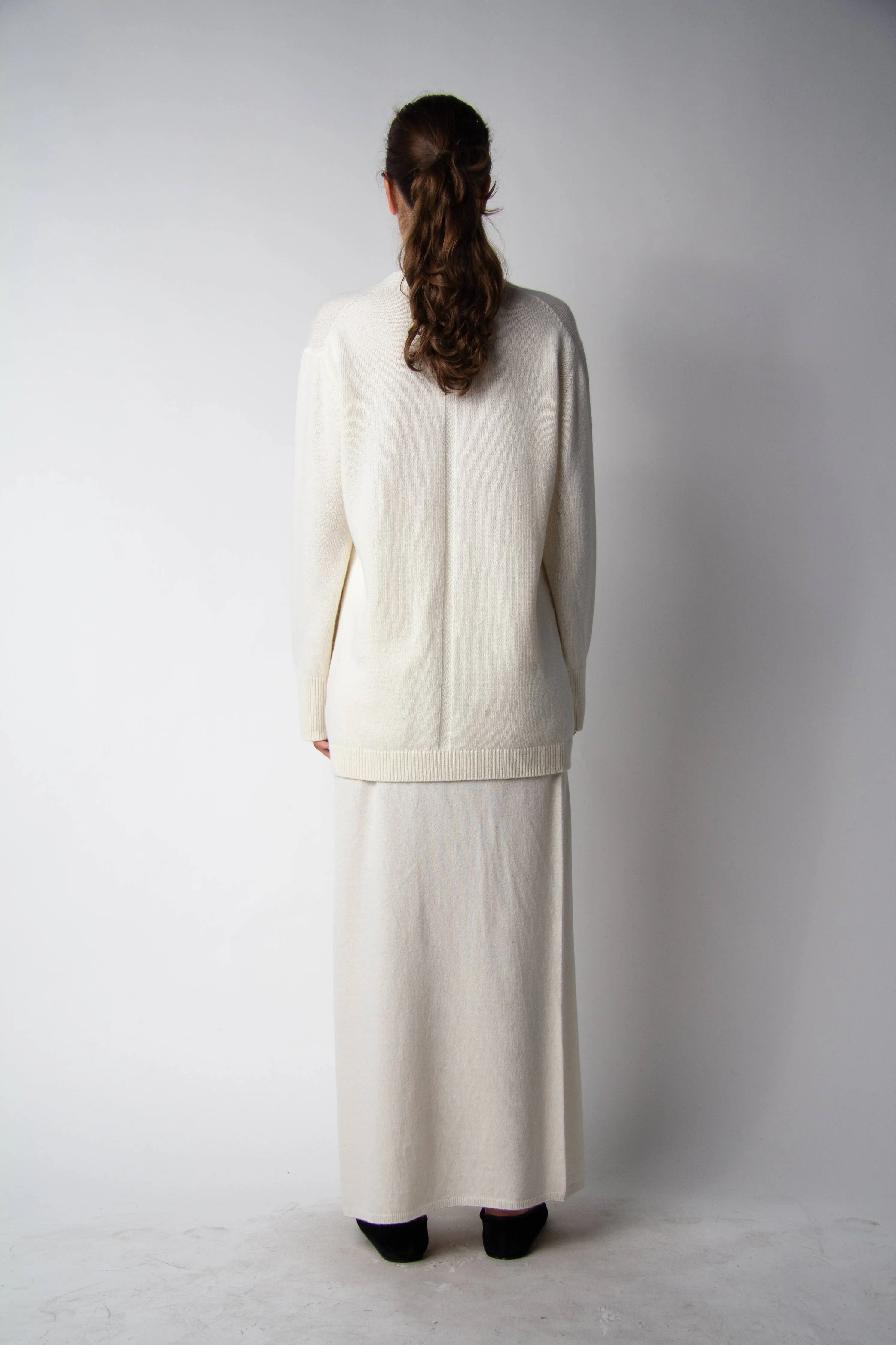 Cashmere Blend V Neck Maxi Cardigan