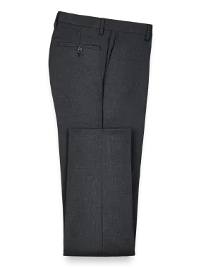 Classic Fit Wool Gabardine Flat Front Pants - Charcoal