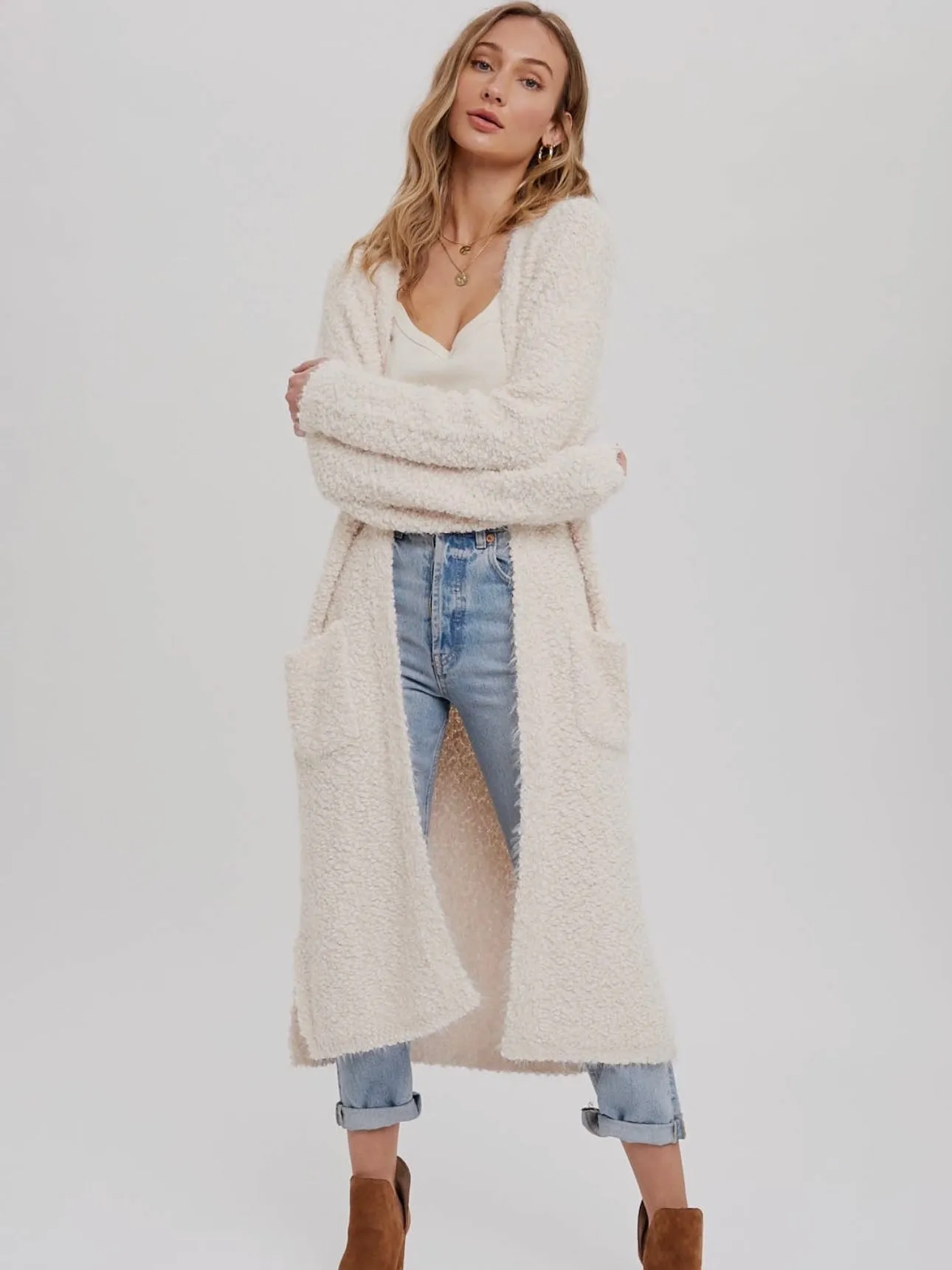 Cloud 9 Fuzzy Longline Cardigan