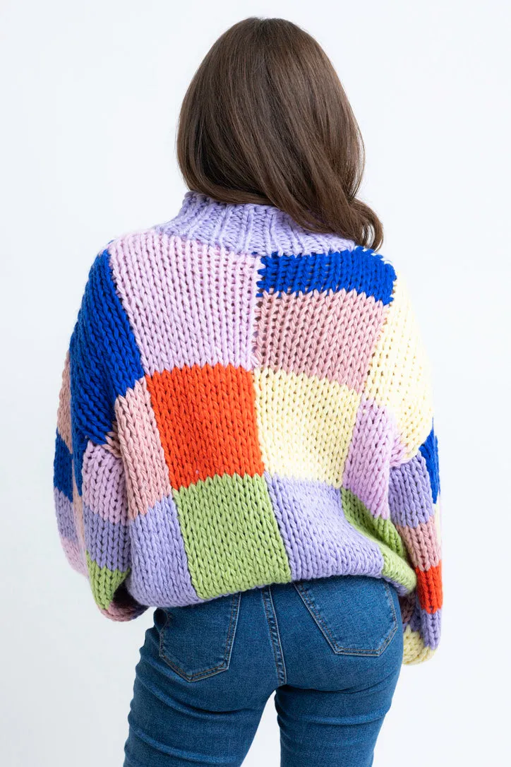 Color Block Crochet Sweater