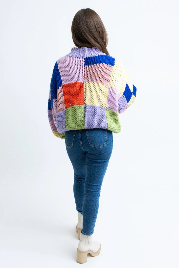 Color Block Crochet Sweater