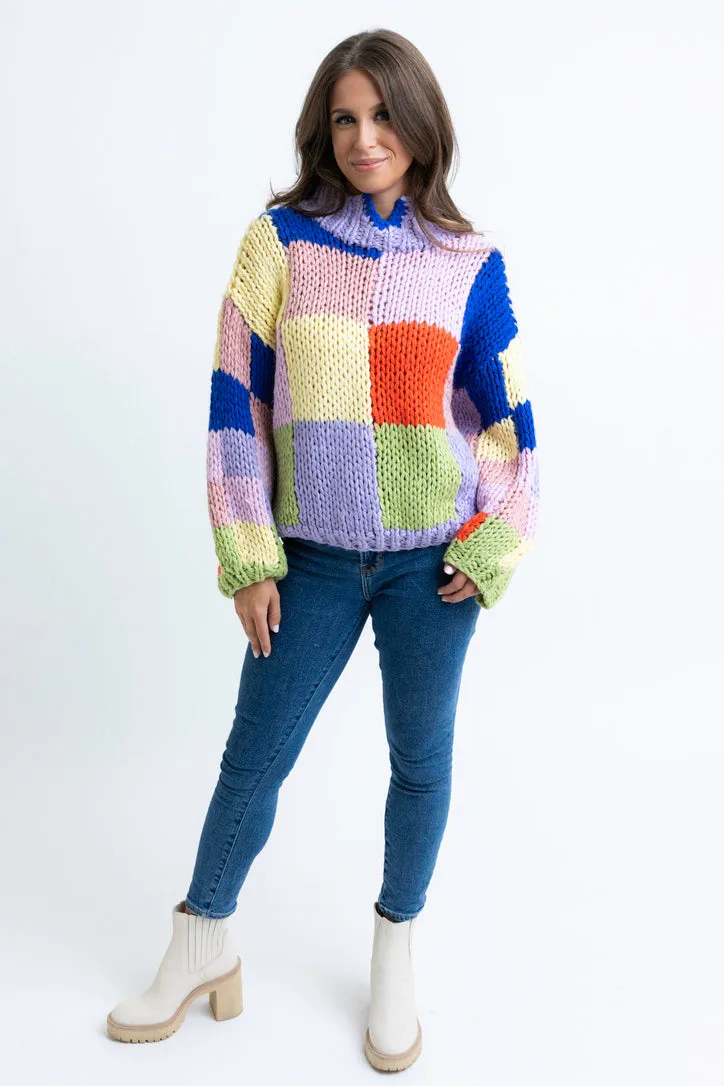 Color Block Crochet Sweater