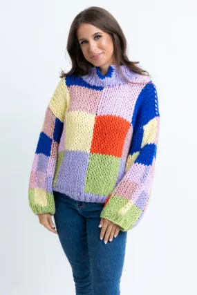 Color Block Crochet Sweater