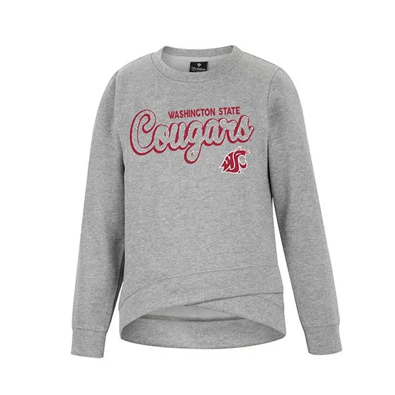 Colosseum Youth Girls Gray Crewneck With Metallic