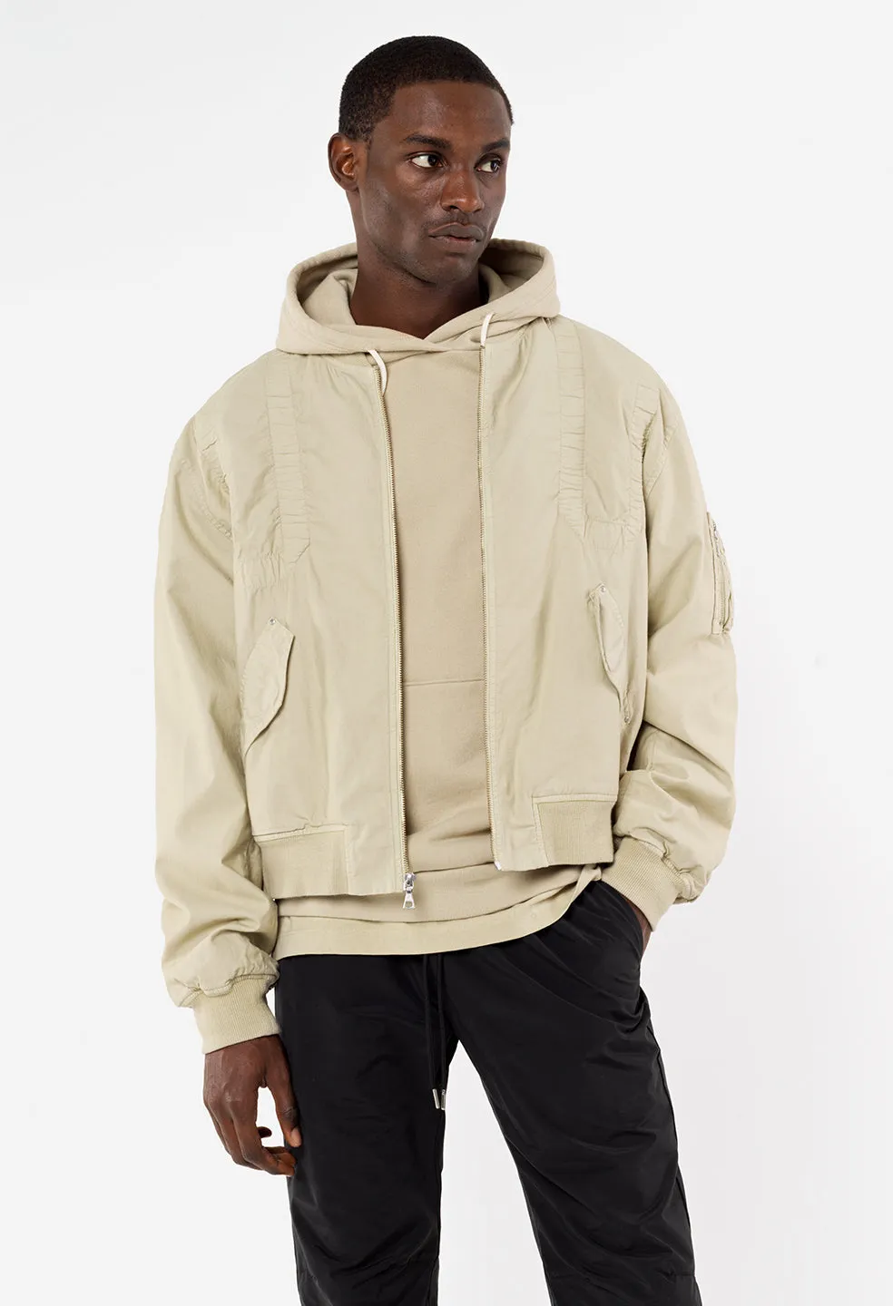 Cotton Poplin Frame Flight Jacket / Desert