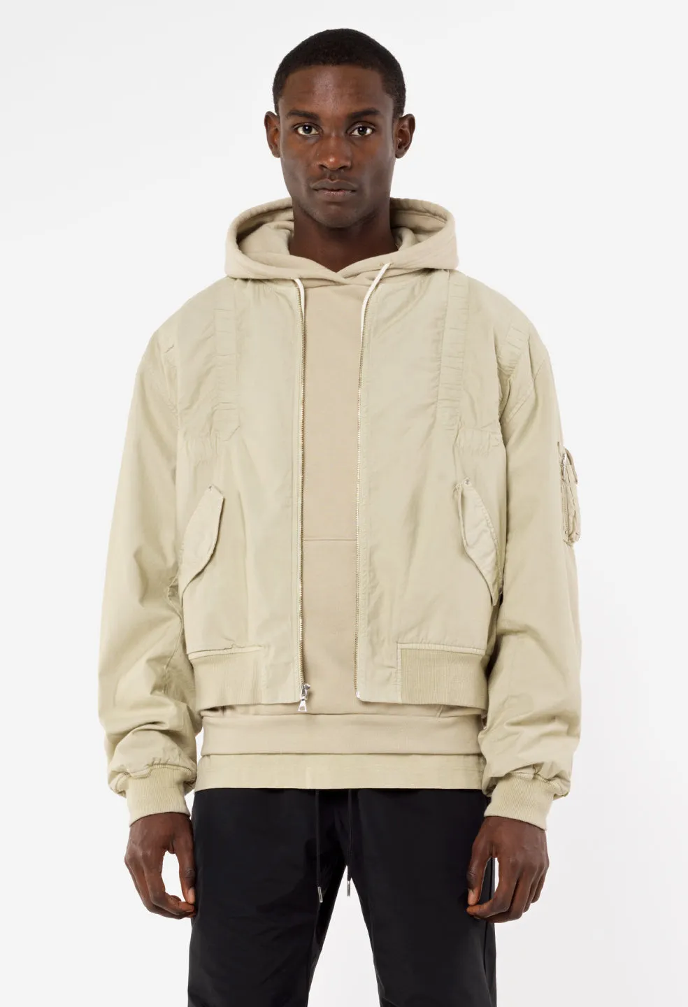 Cotton Poplin Frame Flight Jacket / Desert