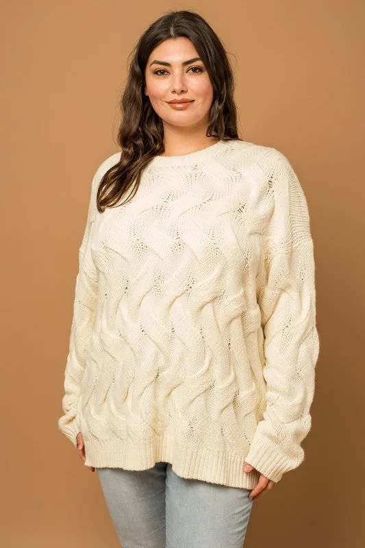 Curvy Lola Cable Knit Sweater