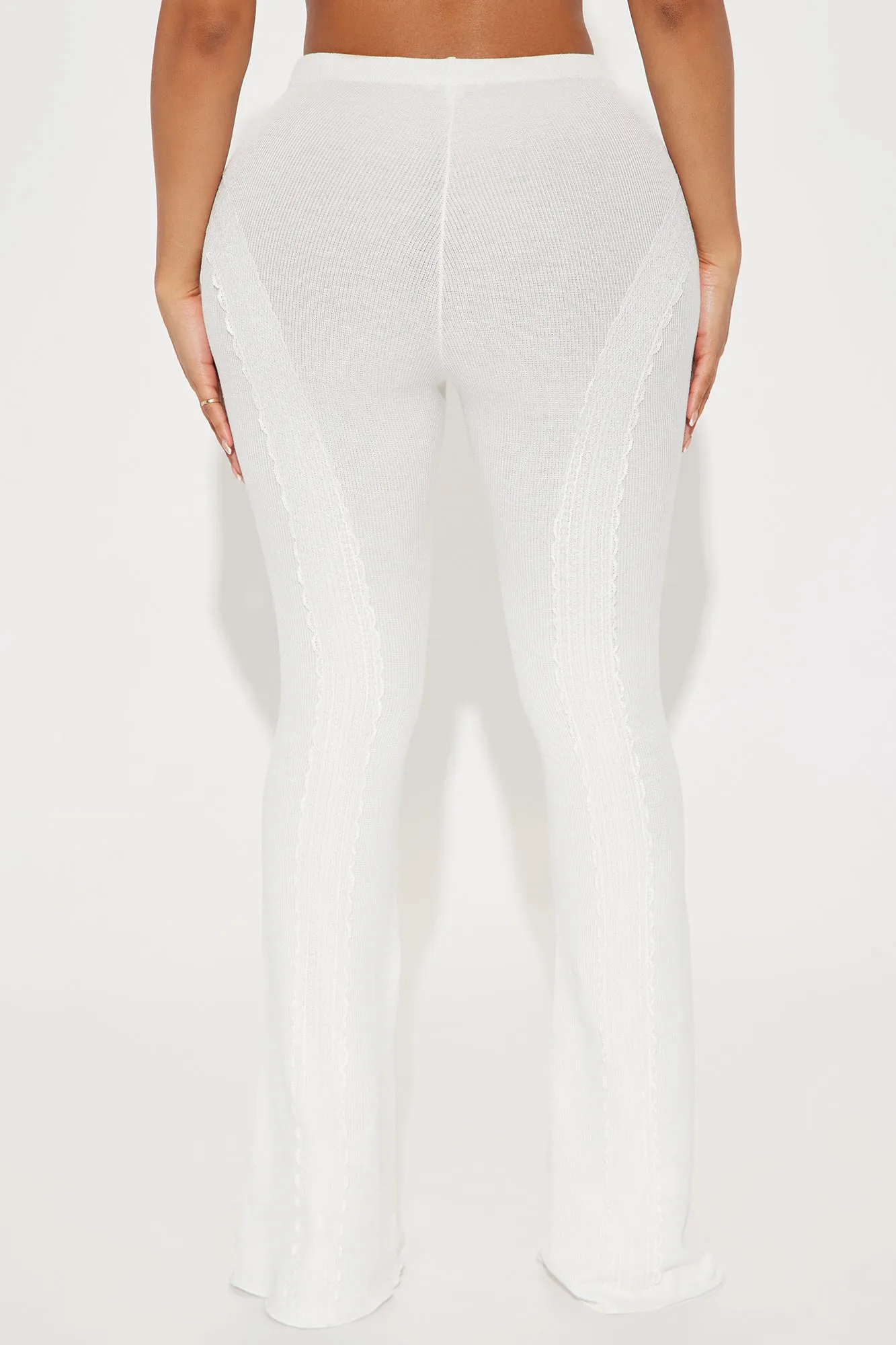 Feelin' It Ribbed Flare Pant - Ivory