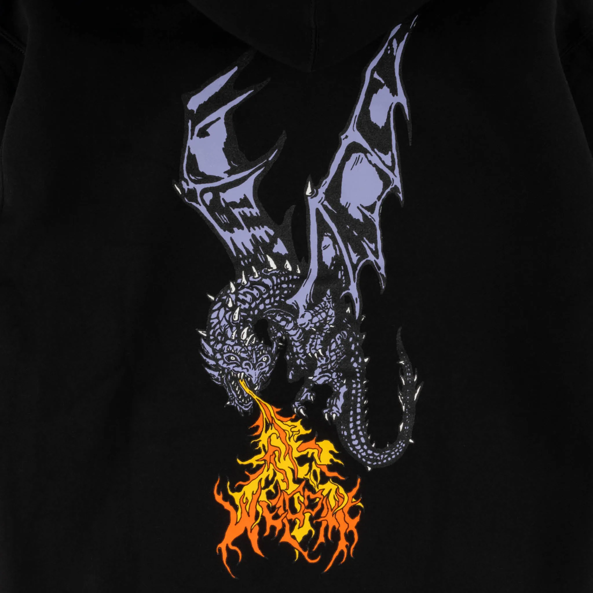 Fire Breather Printed Pullover Hoodie - Black