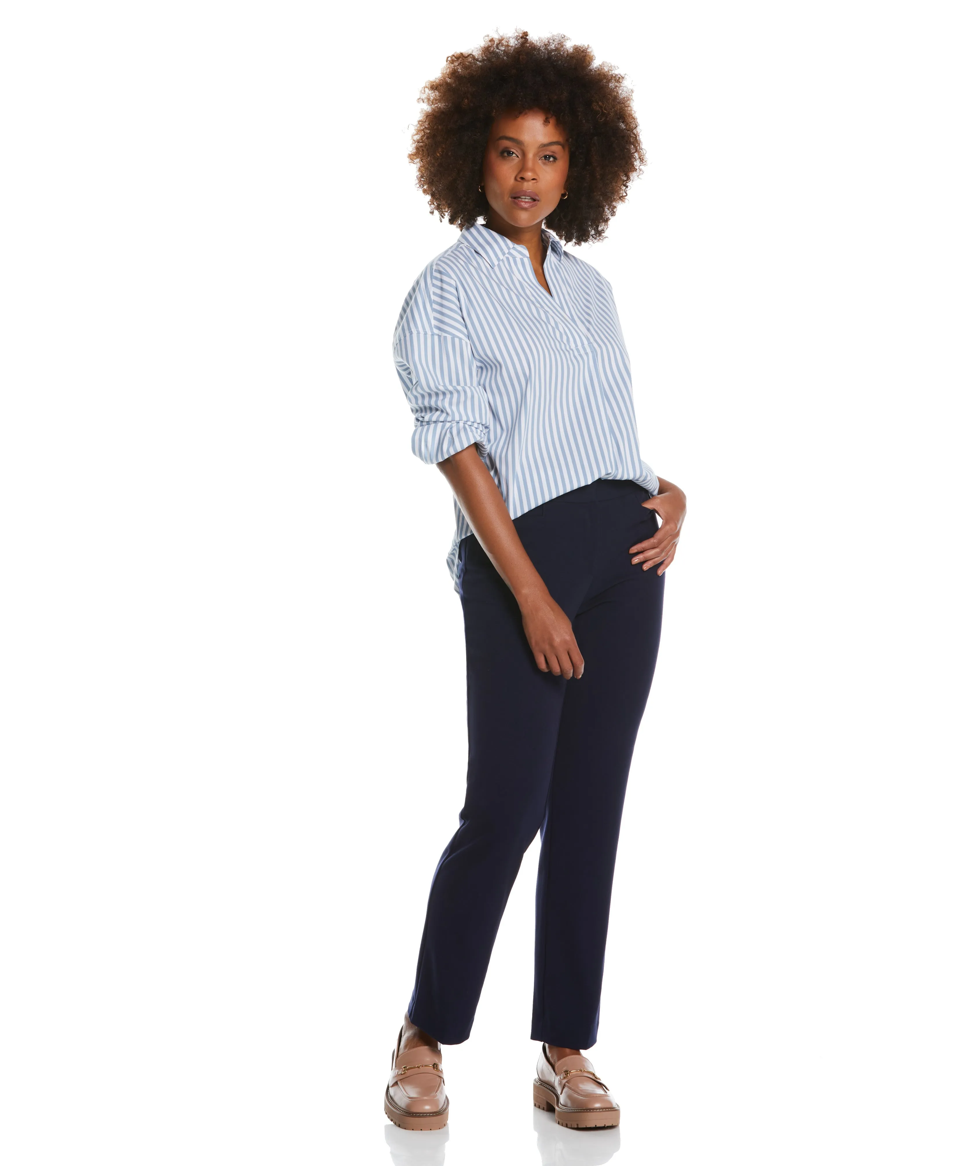 Gabardine Straight Leg Pant - Curvy Fit