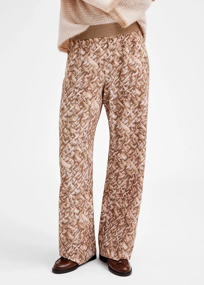 Gustav Marisa wide leg jersey pants 52033 Bukser - Brown Basket Print