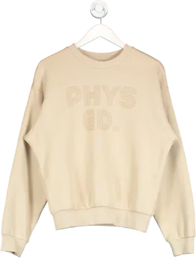 gymshark Beige Phys Ed Graphics Relaxed Sweater UK S