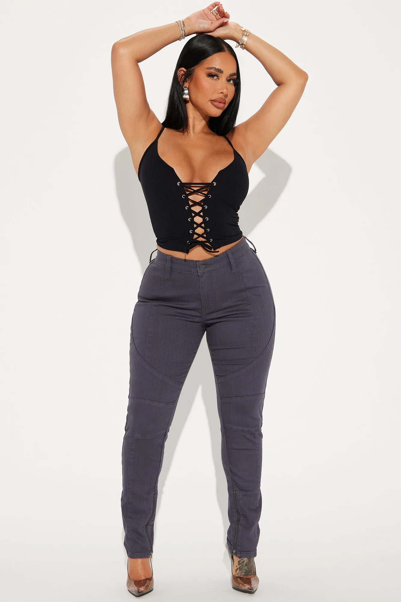 Keeping Score Skinny Pant - Charcoal