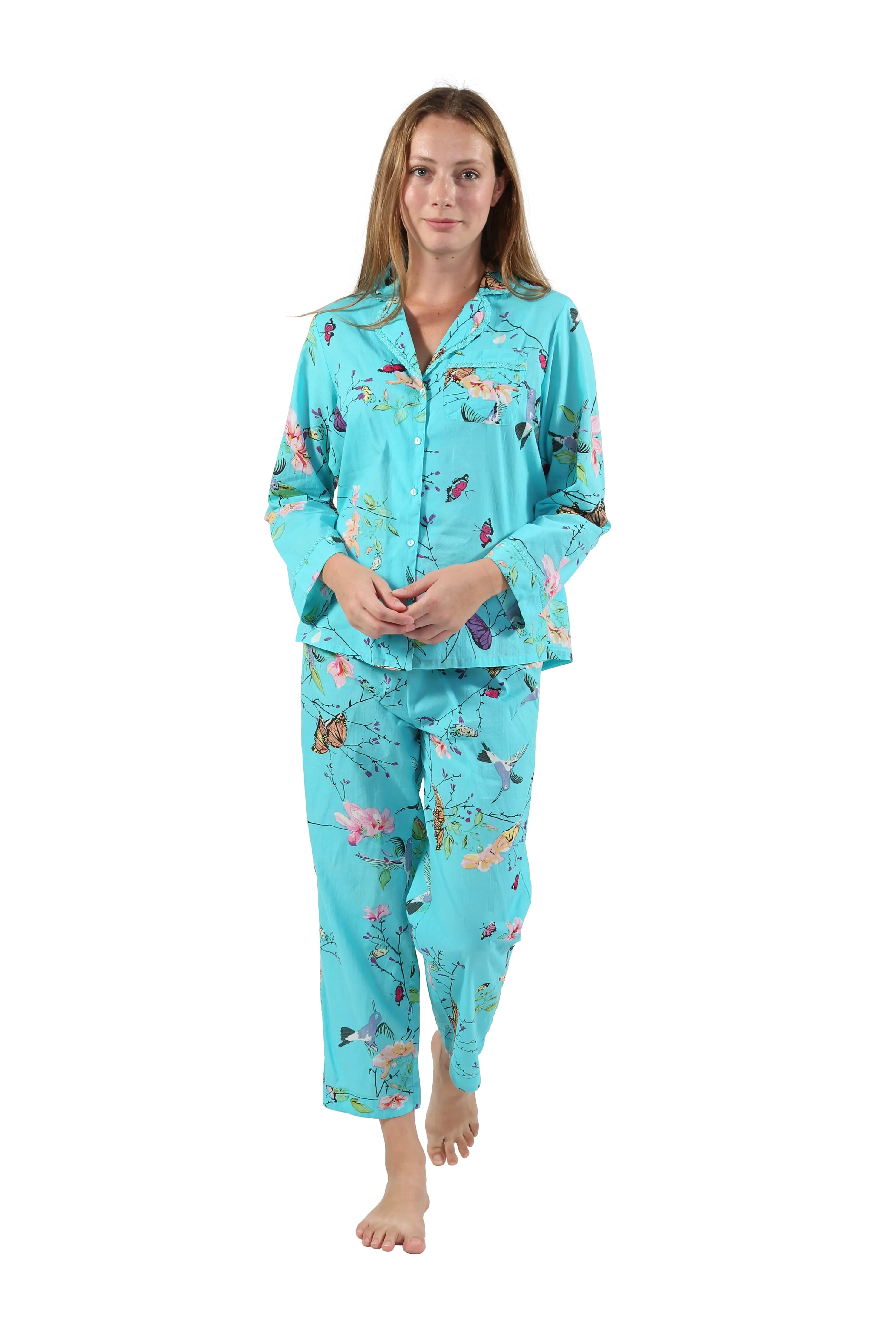 La Cera Long Sleeve Floral Pajama Set