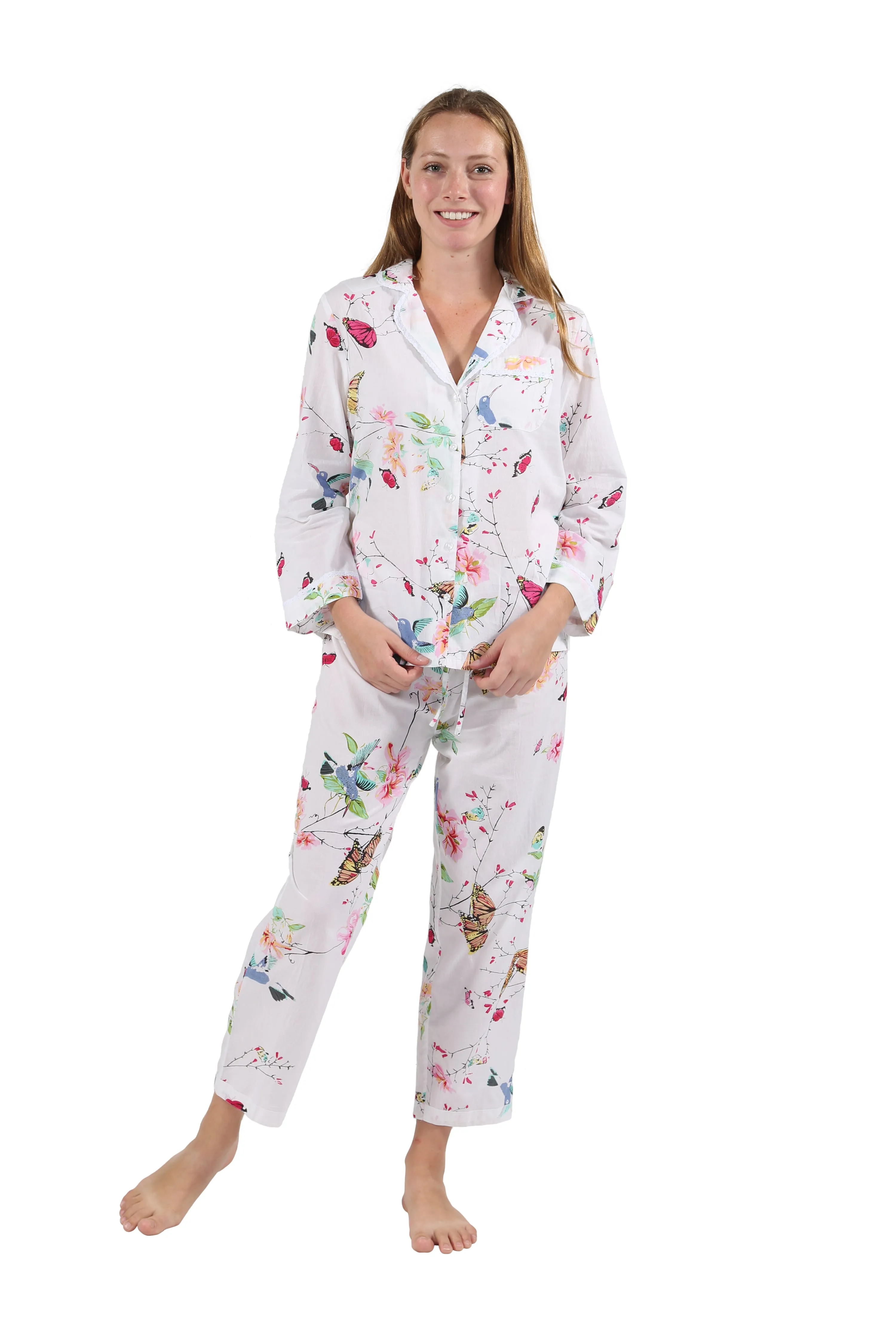 La Cera Long Sleeve Floral Pajama Set