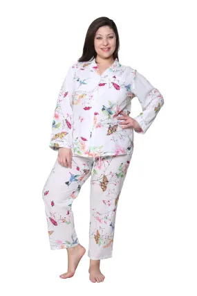 La Cera Plus Size Long Sleeve Floral Pajama Set