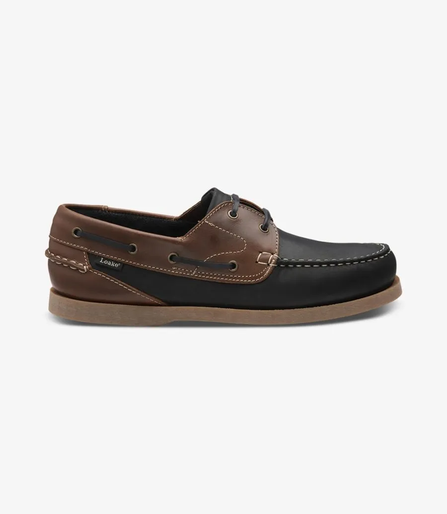 LOAKE Lymington -  Lace up boat shoe - Navy/Brown Nubuck