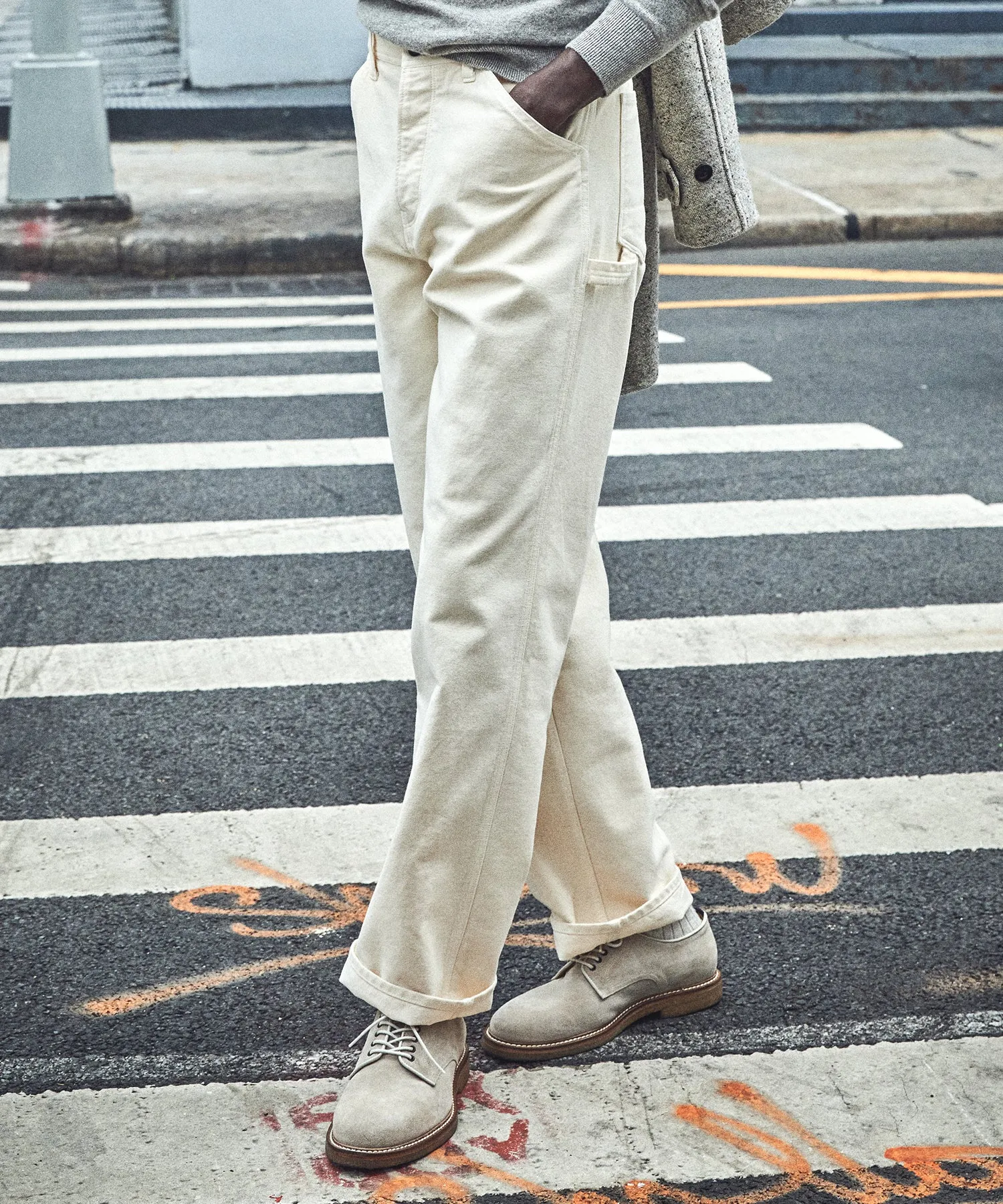 Relaxed Moleskin Carpenter in Coastal White