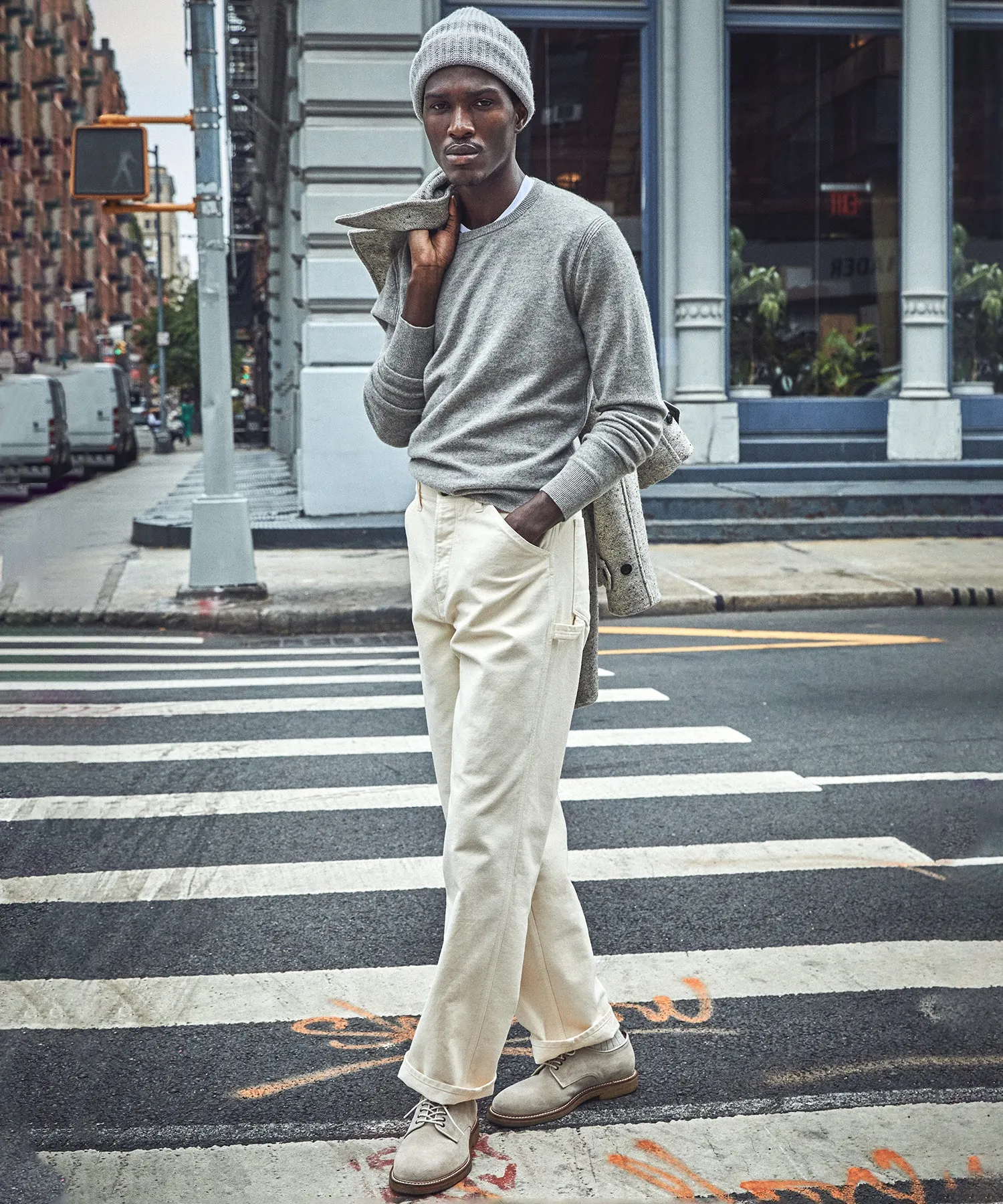 Relaxed Moleskin Carpenter in Coastal White