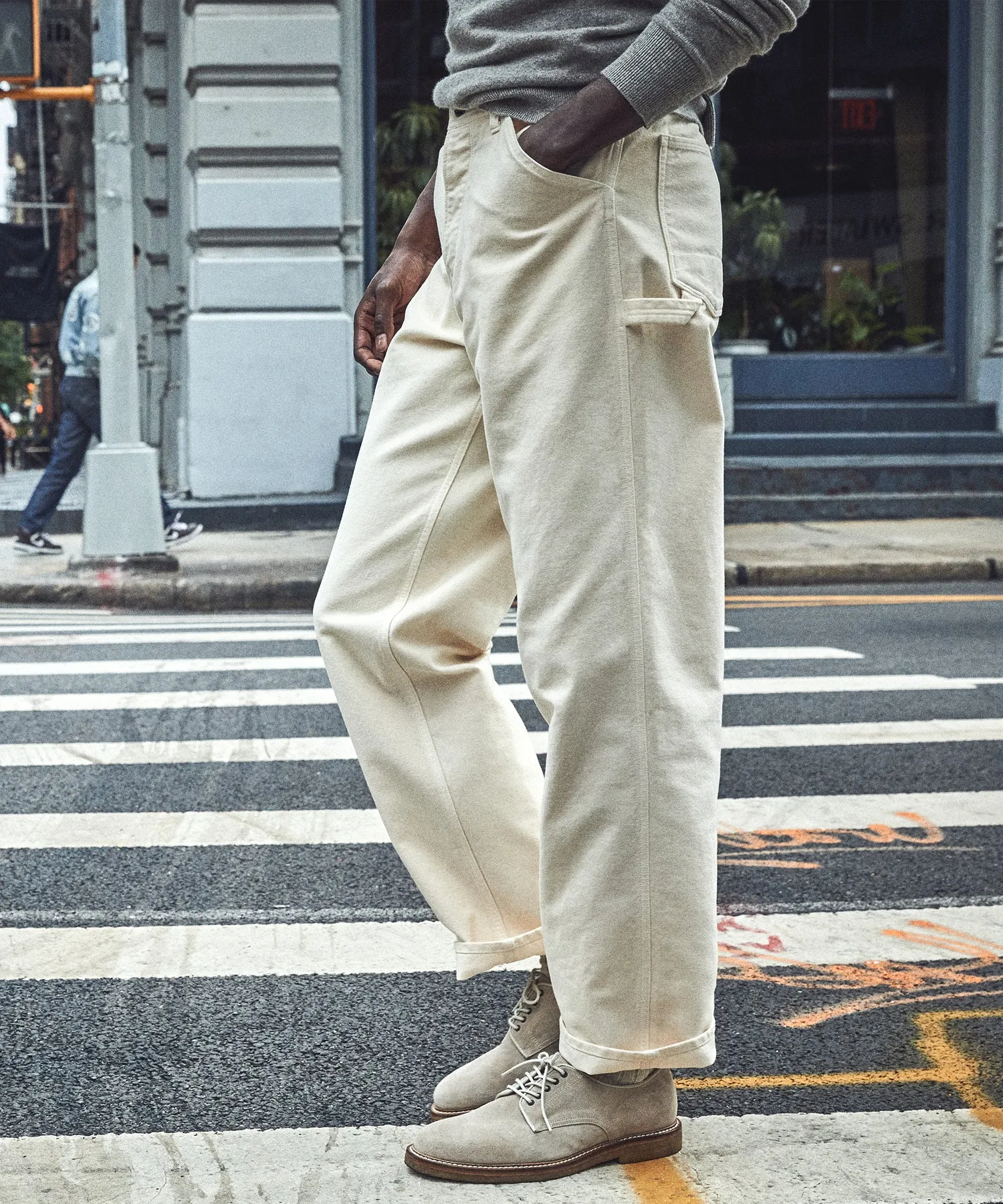 Relaxed Moleskin Carpenter in Coastal White