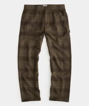 Relaxed Wool Welder Pant in Olive Plaid