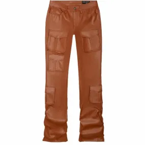 Smoke Rise Vegan Leather Stacked Utility Pants (Cognac) WP23685