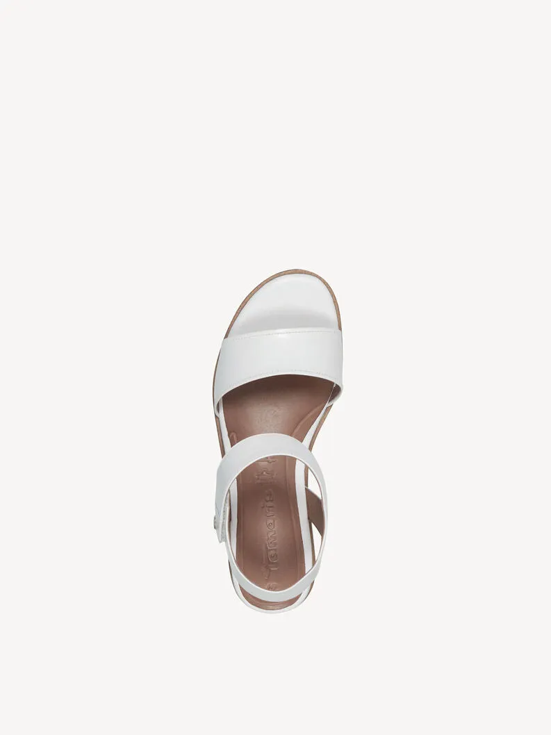 Tamaris Leather Wedge Sandal White