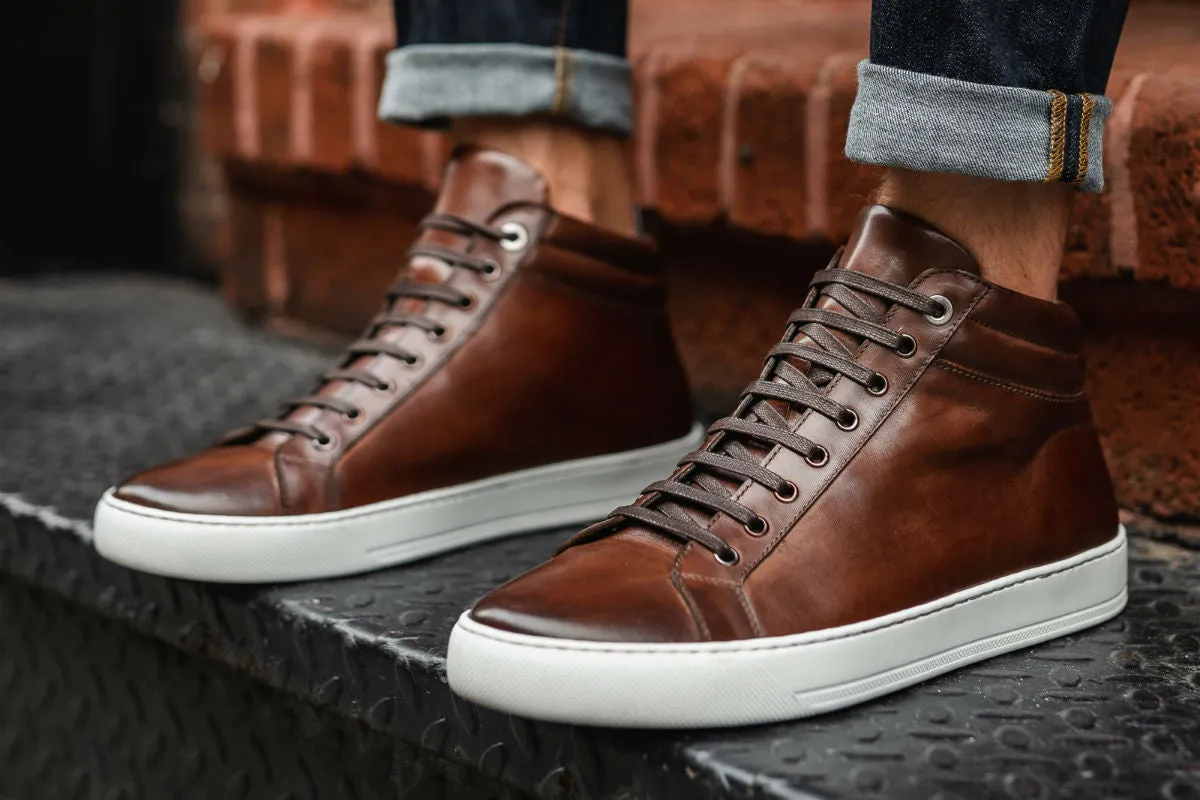 The Carter Mid-Top Sneaker - Brown - White Sole