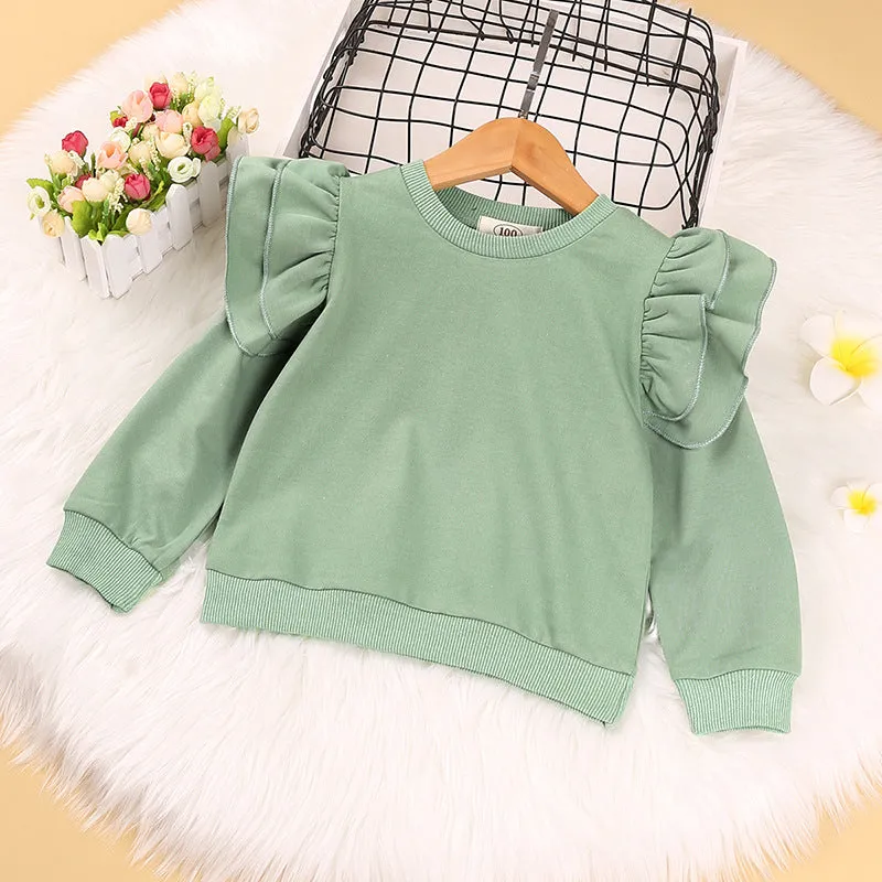 Toddler Kids Solid Color Long-sleeved Sweatshirt and Pants Set