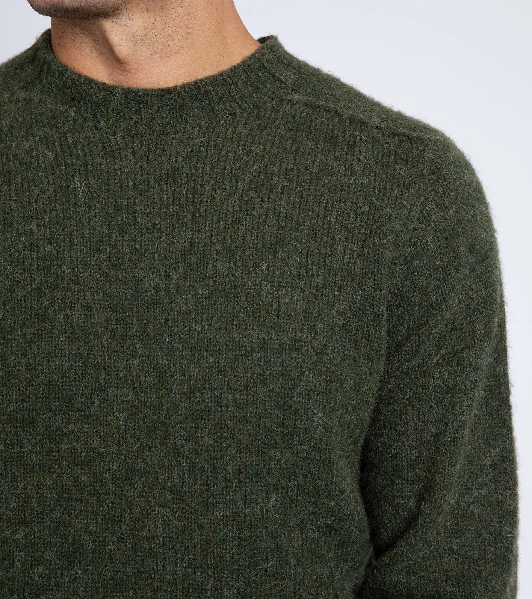 Trunk Berwick Brushed Shetland Crew Sweater: Dark Olive