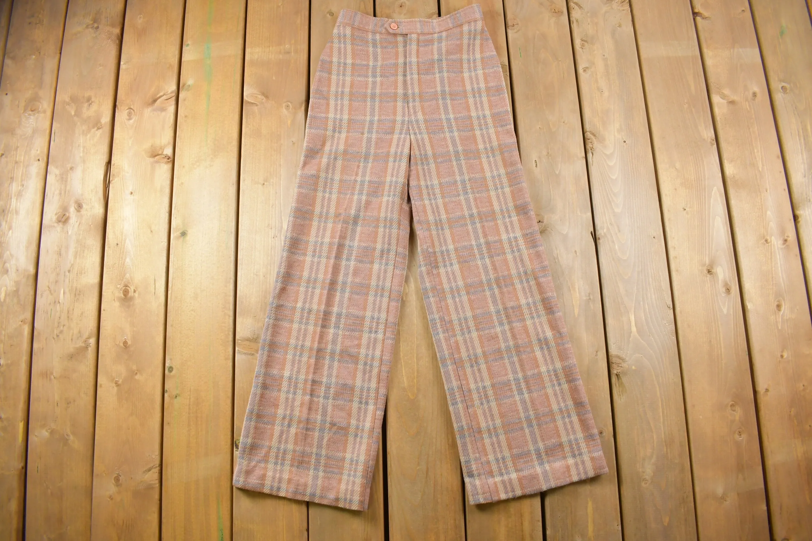 Vintage 1960s Jack Winter Wool Plaid Pants / Size 24 x 27 / True Vintage / Bottoms / Vintage Pants / Retro Style / Made in USA all