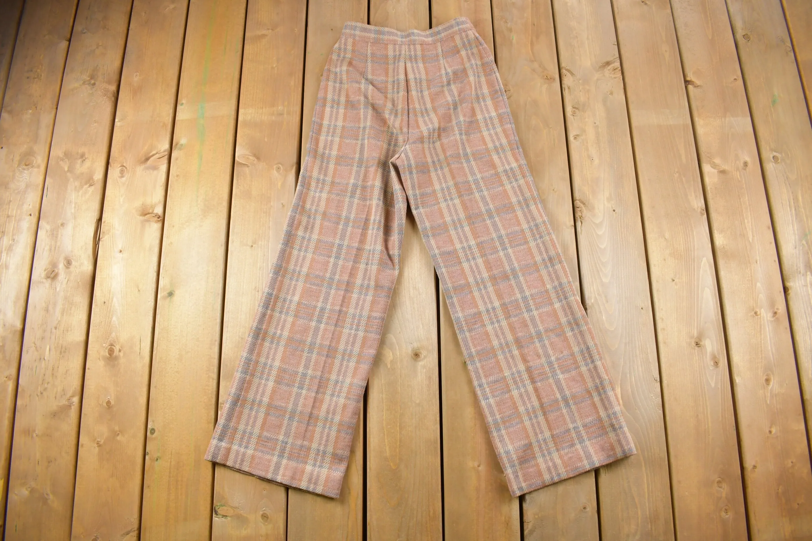 Vintage 1960s Jack Winter Wool Plaid Pants / Size 24 x 27 / True Vintage / Bottoms / Vintage Pants / Retro Style / Made in USA all