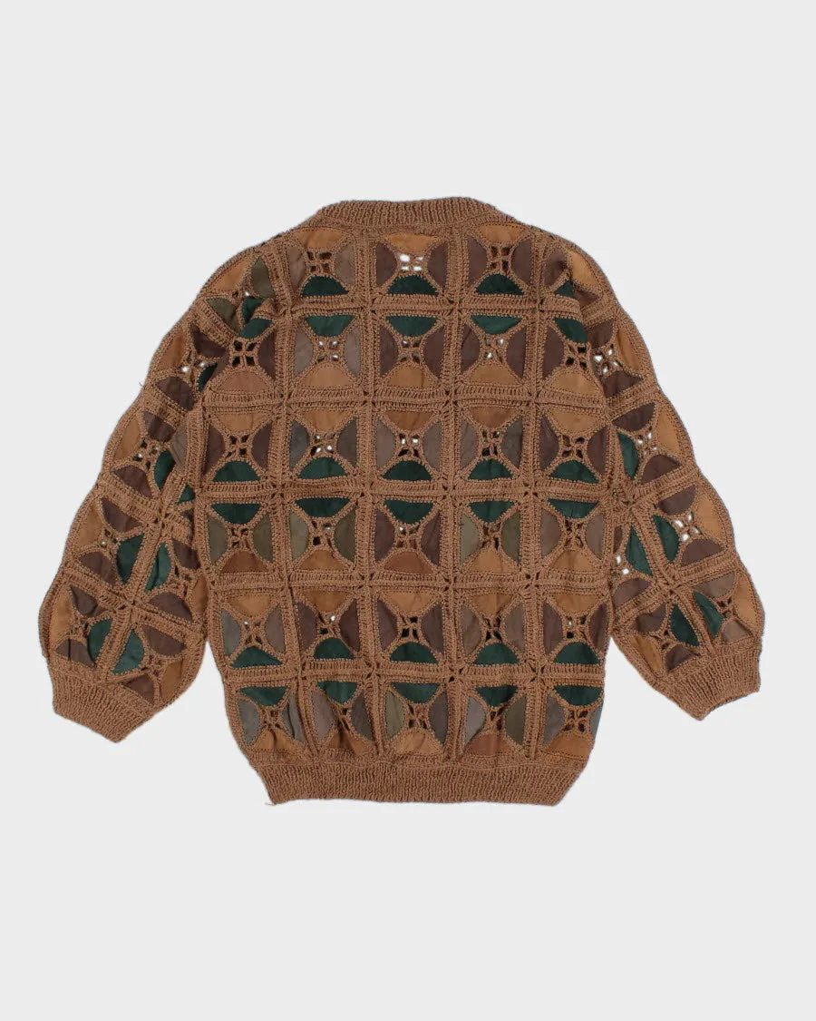 Vintage Men's Unique Knit Patchwork Sweater - M