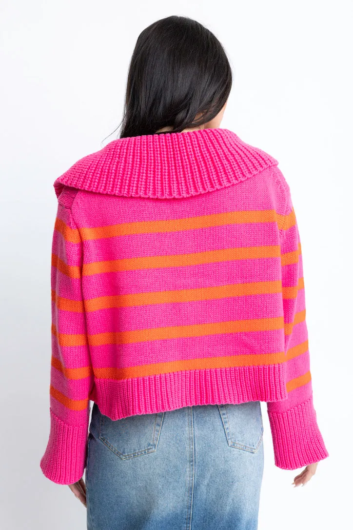 Vneck Knit Striped Sweater