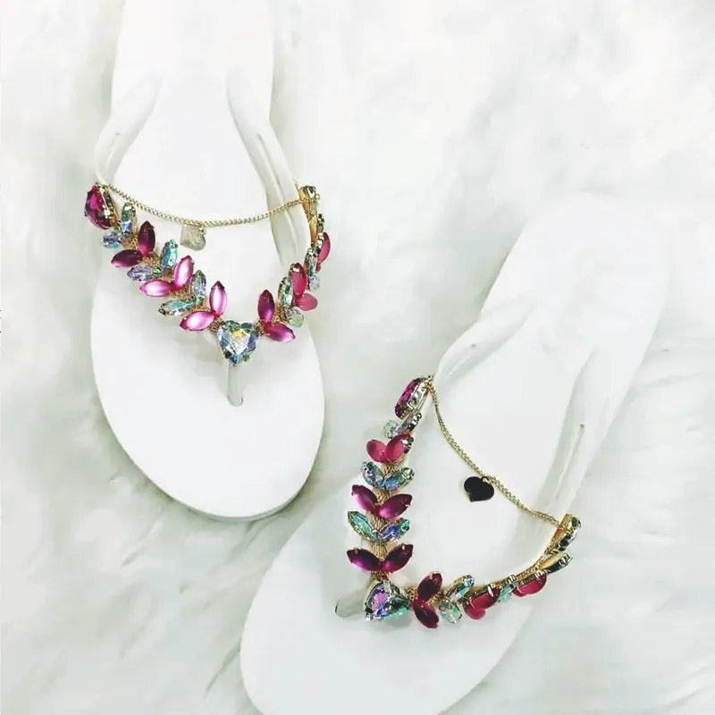 Women Rhinestone Wedges Flip Flop Summer Casual Sandals